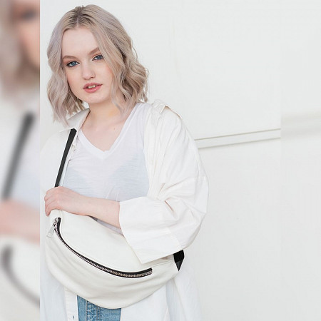 На картинке изображен Поясная сумка женская Ors Oro OMS-0153 white Поясная сумка женская Ors Oro OMS-0153 white