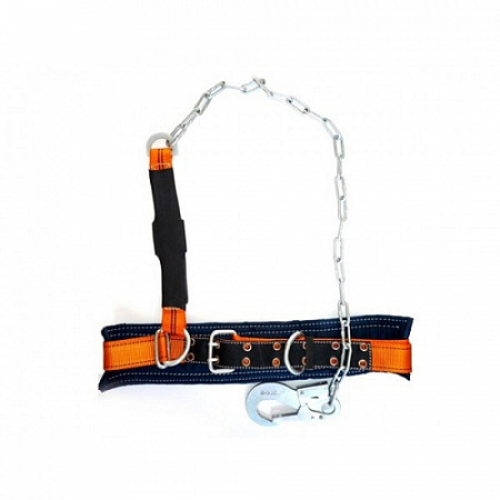 На картинке изображен Пояс строительный безлямочный ППА строп аГ (металл. цепь с аморт.) Пояс строительный безлямочный ППА строп аГ (металл. цепь с аморт.)