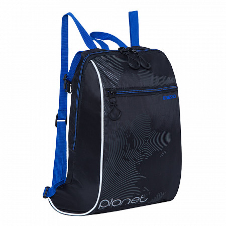 На картинке изображен Рюкзак школьный GRIZZLY RB-056-1 /4 black/blue/grey Рюкзак школьный GRIZZLY RB-056-1 /4 black/blue/grey