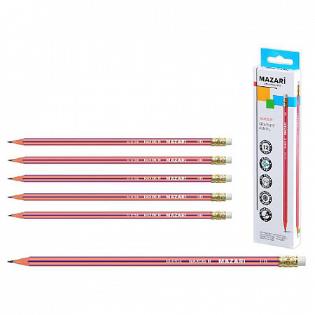 На картинке изображен Карандаш Mazari Naxos R HB чернографитный М-6104 Карандаш Mazari Naxos R HB чернографитный М-6104