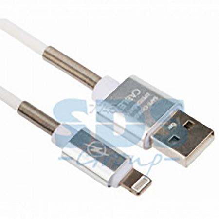 USB кабель Rexant для iPhone 5/6/7/8/X силиконовый шнур с пружиной 1M white 18-7011-9