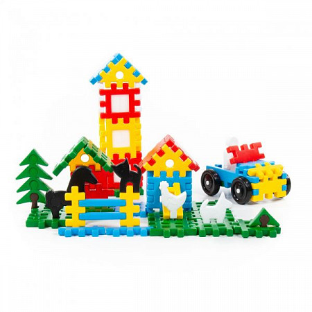 На картинке изображен Конструктор Полесье Семья 120 элементов в мешке 4833 Конструктор Полесье Семья 120 элементов в мешке 4833