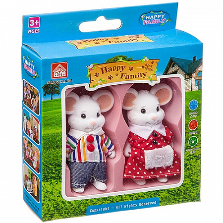 Игровой набор Happy Family 012-01C фигурки зверюшек, 2 мышки