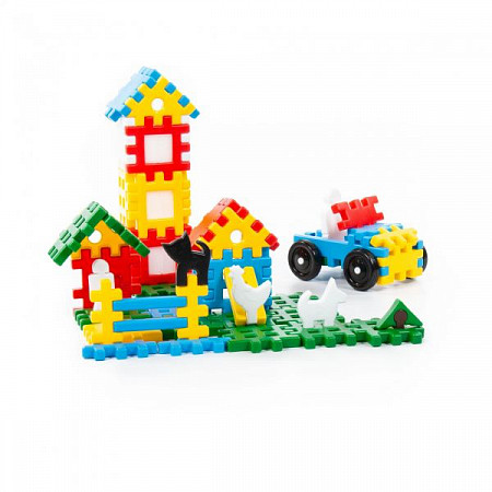 На картинке изображен Конструктор Полесье Семья 120 элементов в мешке 4833 Конструктор Полесье Семья 120 элементов в мешке 4833