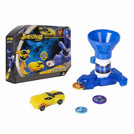 На картинке изображен Бластер для дисков и машинка Screechers Wild 36574 Бластер для дисков и машинка Screechers Wild 36574