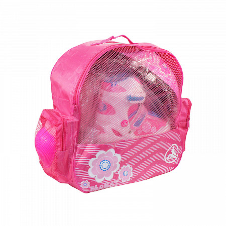 Роликовые коньки Alpha Caprice Floret с набором защиты white/pink/blue