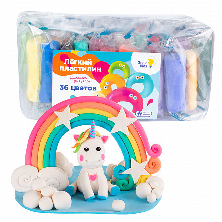 На картинке изображен Набор для лепки Genio Kids Легкий пластилин 36 цветов TA1722 Набор для лепки Genio Kids Легкий пластилин 36 цветов TA1722
