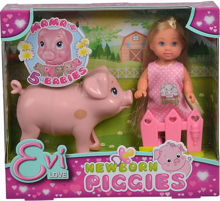 Кукла Simba Эви со свинкой и поросятами 12см 10 5733337