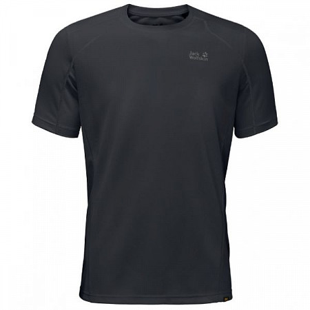 На картинке изображен Футболка Jack Wolfskin Helium Chill T-shirt M 1804441 dark grey Футболка Jack Wolfskin Helium Chill T-shirt M 1804441 dark grey