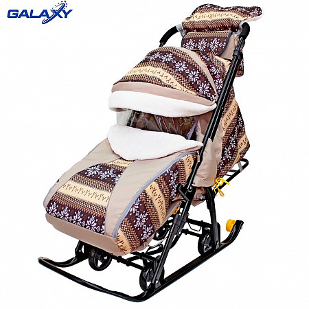 Санки-коляска Snow Galaxy Luxe Скандинавия brown