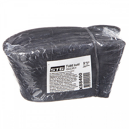 На картинке изображен Велокамера STG 12Х2,2/2,4 изогнутый автониппель 33мм Х88400 Велокамера STG 12Х2,2/2,4 изогнутый автониппель 33мм Х88400