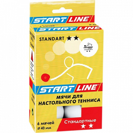 Мяч для настольного тенниса Start Line 2* Standart White 6 штук