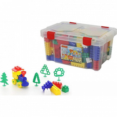 Конструктор Полесье Строитель 184 элемента в контейнере 50564