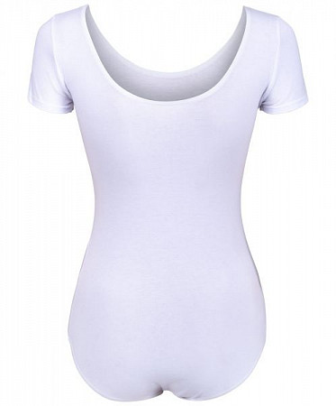 На картинке изображен Купальник гимнастический с коротким рукавом хлопок 140 white Купальник гимнастический с коротким рукавом хлопок 140 white