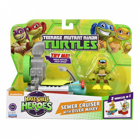 Игрушка Turtles Фигурка Майки 6 см с гидроциклом, серия Half Shell Hero 96703